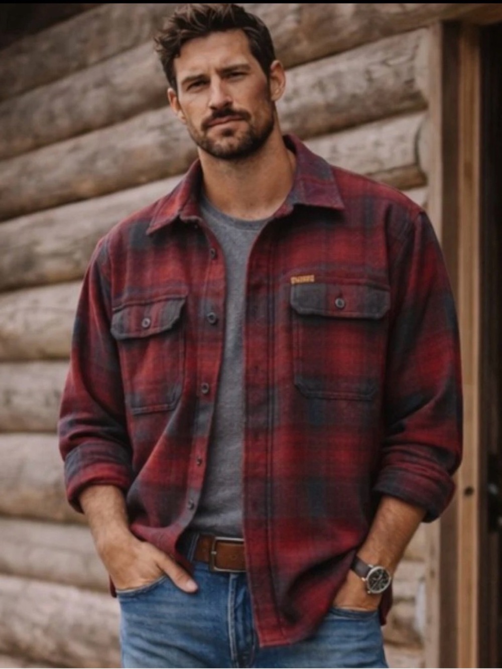 Orvis Plaid Button Down Shirt Men's XXL Red Gray Long Sleeve Classic Fit